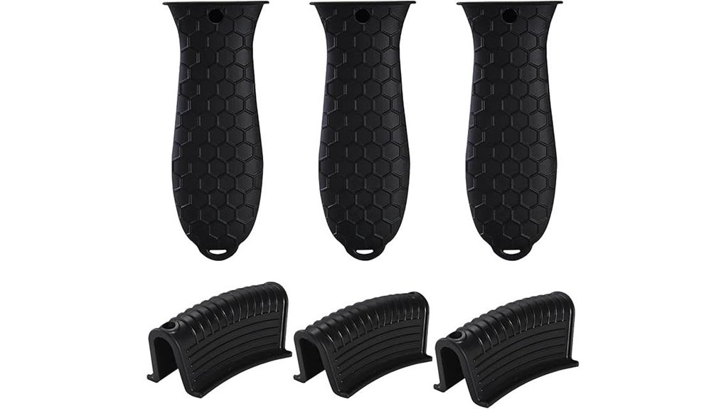 six count black silicone potholders