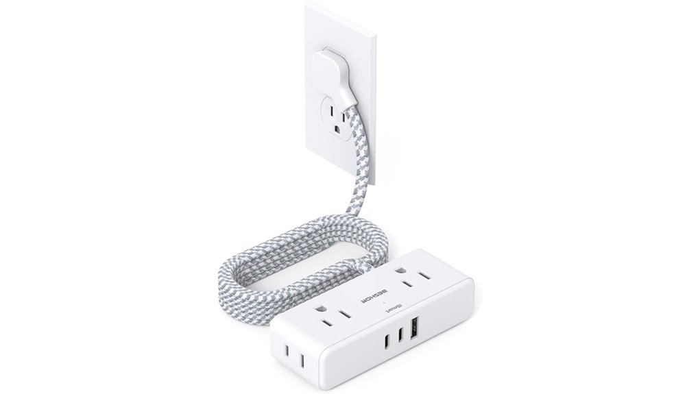 Travel-Friendly Flat‑Plug Extension Cords for On‑The‑Go Power 1 six foot flat 4outlets 3usb c