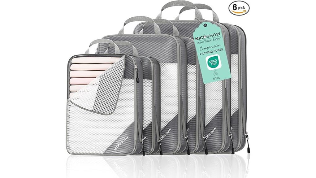Best Compression Packing Cubes for Small Carry‑Ons 5 six grey travel cubes