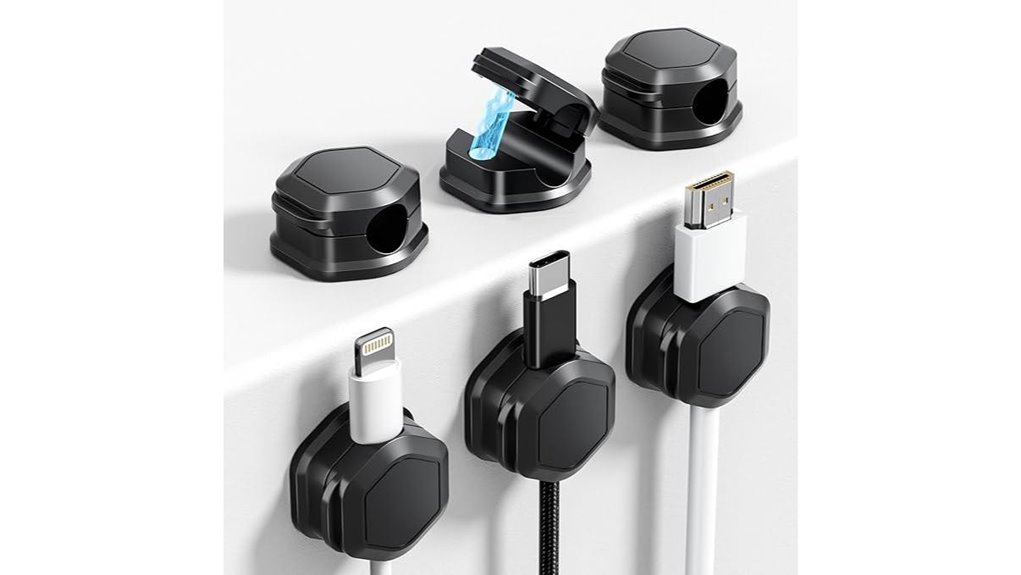 six magnetic cable clips