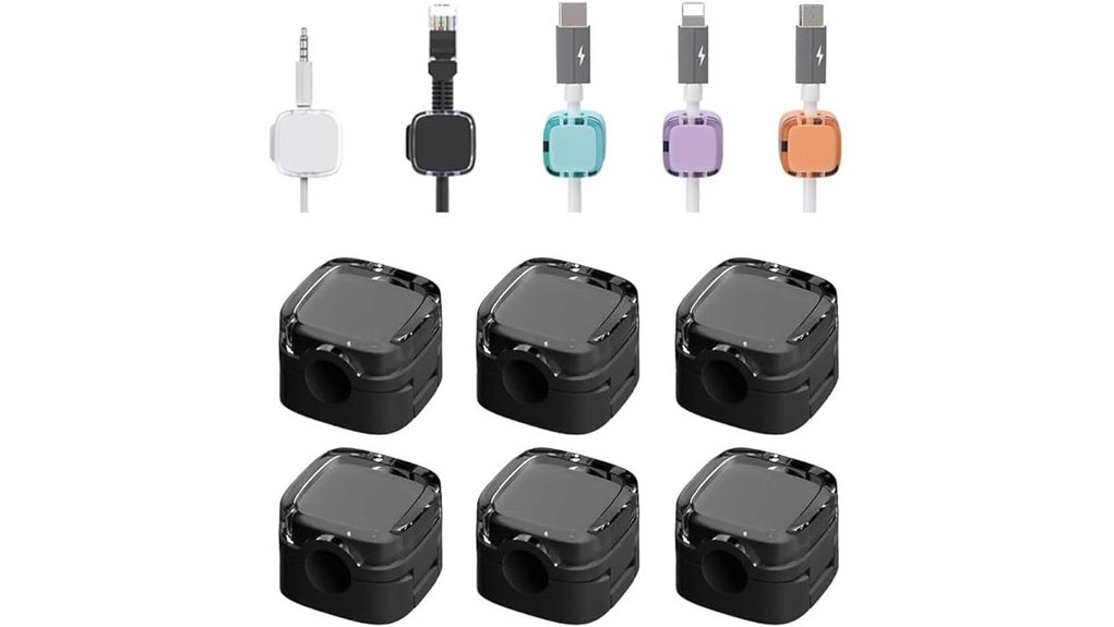 six magnetic cable holders
