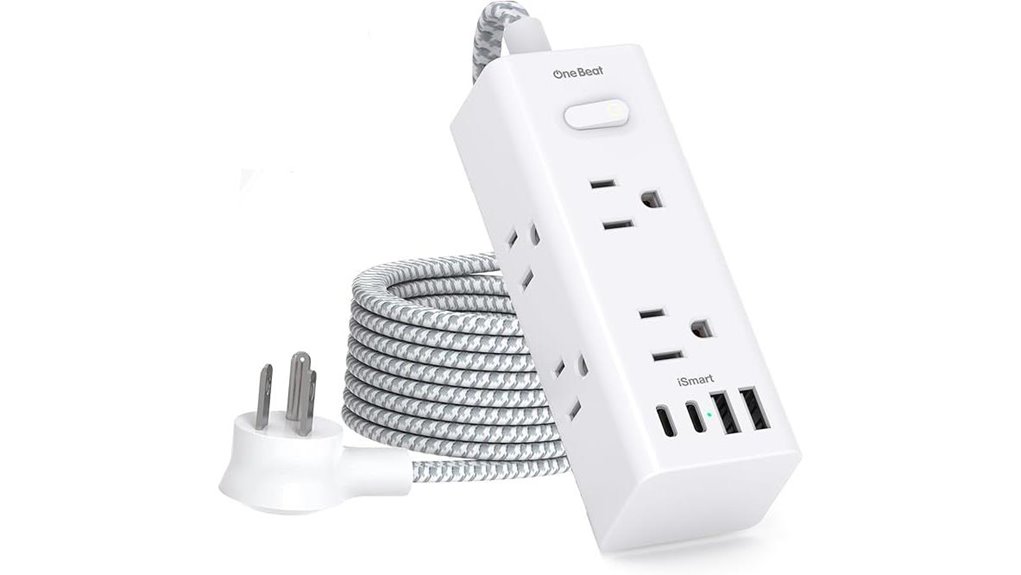 Travel Surge Protector with USB-C: Stay Powered on the Go 7 six outlet usb power strip