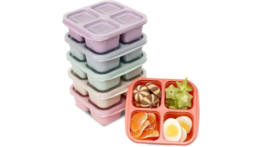 six pack 4 compartment bento box