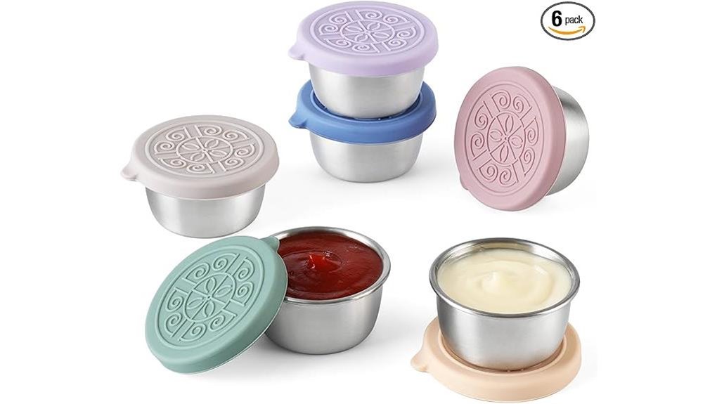 Leakproof Condiment Containers: Top Defense for Travel Lunch 9 six pack salad steel cups