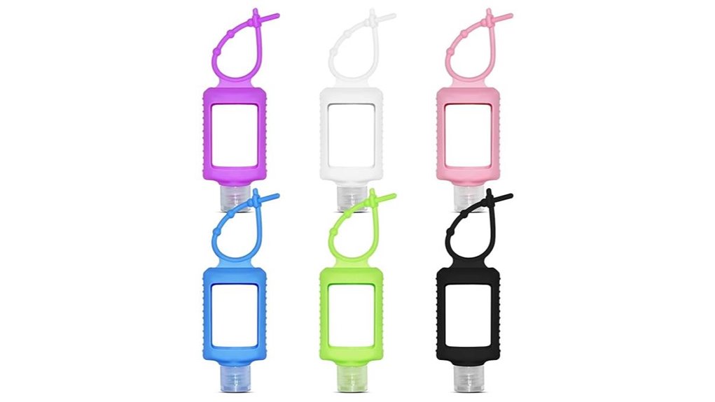 six pack silicone sanitizer keychains