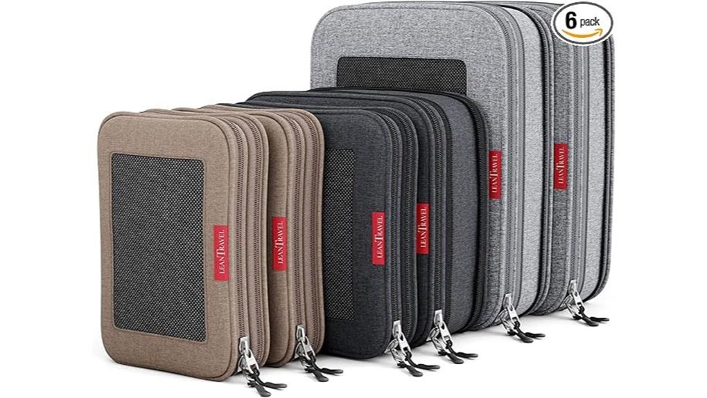 Must‑Have Carry‑On Suitcases with Compression Panels Trips 6 six pack three color compression cubes