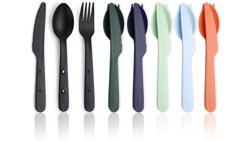 Durable & Light Travel Utensil Sets for Picnic Perfection 14 six piece evanda reusable utensils