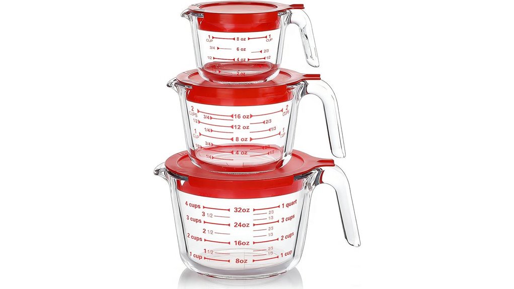 Best Measuring Jug (Liquid Measuring Cup) Chefs Swear By 3 six piece glass measuring lids