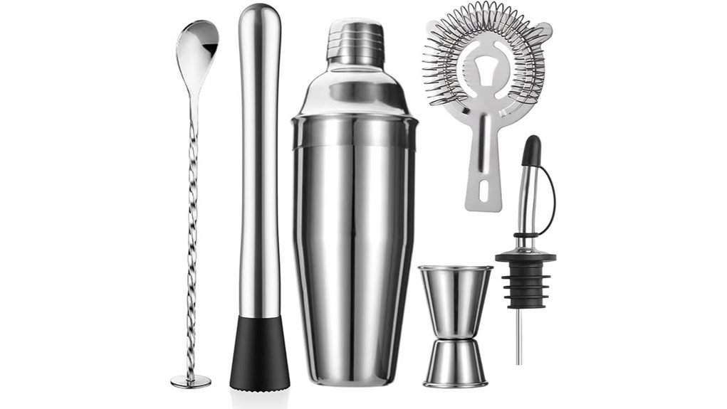 Must-Have Cocktail shaker set for Home Mixologists 3 six piece stainless steel cocktail set