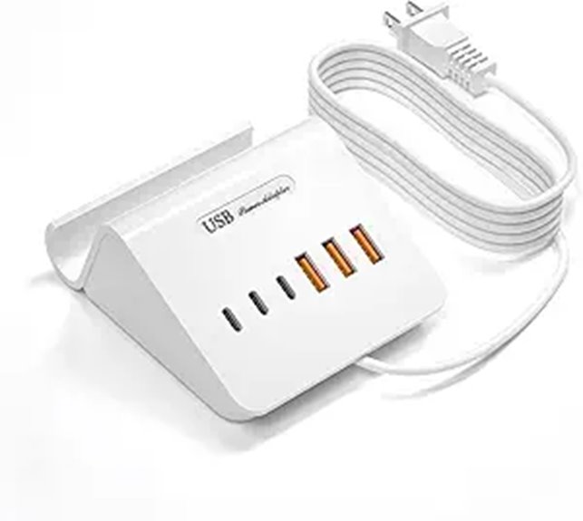 Bedside Charging Station (Multi-USB): Power Up Conveniently 3 six port usb c a charger