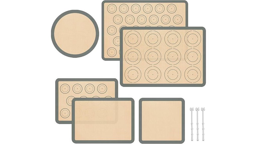 six reusable silicone mats