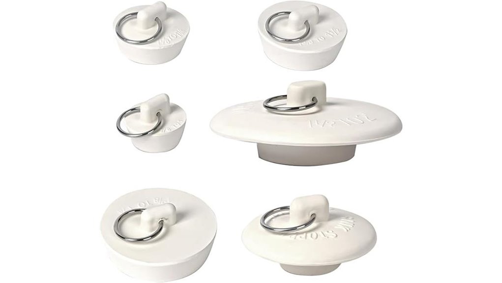six rubber sink stoppers