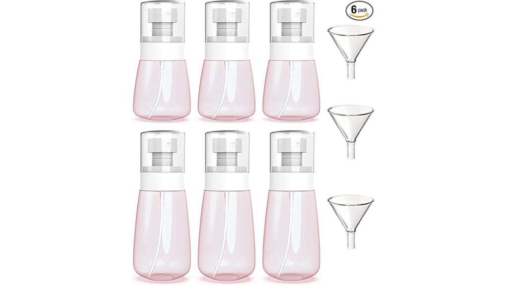 Mini Spray Bottles for Travel: Fine Mist vs Stream 13 six spray bottles funnels