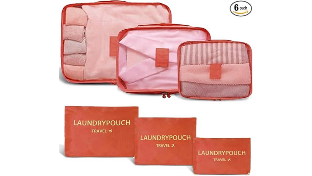 six travel packing cubes