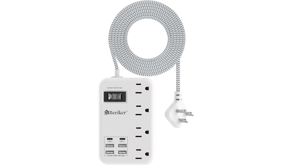 Travel Surge Protector with USB-C: Stay Powered on the Go 6 six usb 5ft dual c