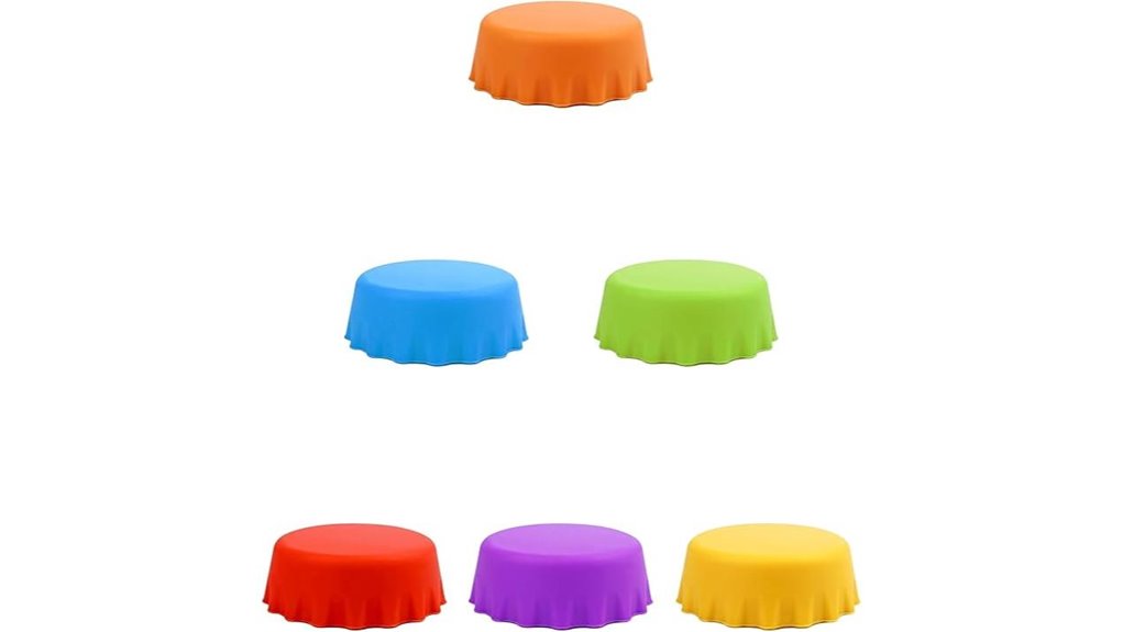 six vibrant silicone caps