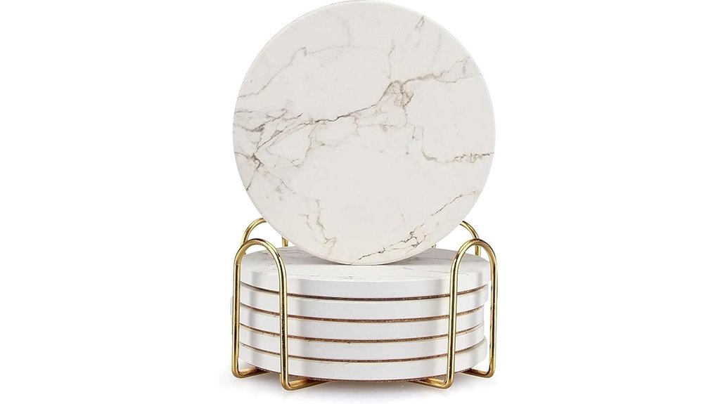six white marble coasters
