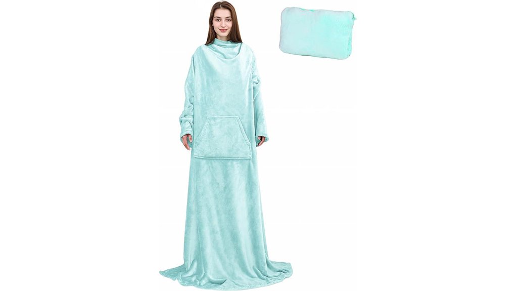 Packable Travel Blanket With Sleeves (Wearable) For Flights 1 solaris portable blanket pillow