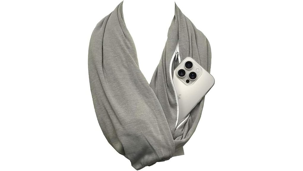 Hidden‑Pocket Scarves Keep Lightweight Items While You Travel 11 solid zip pocket scarf