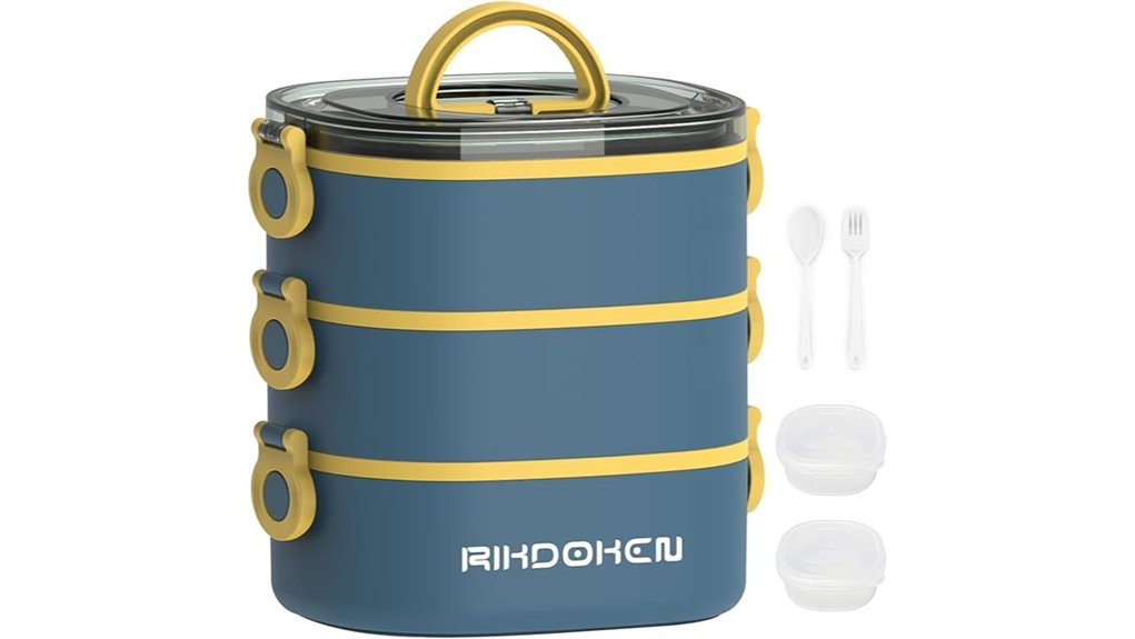 Bento Boxes with Tight Seals That Keep Food Fresh on Trains 4 stackable 94oz leakproof bento
