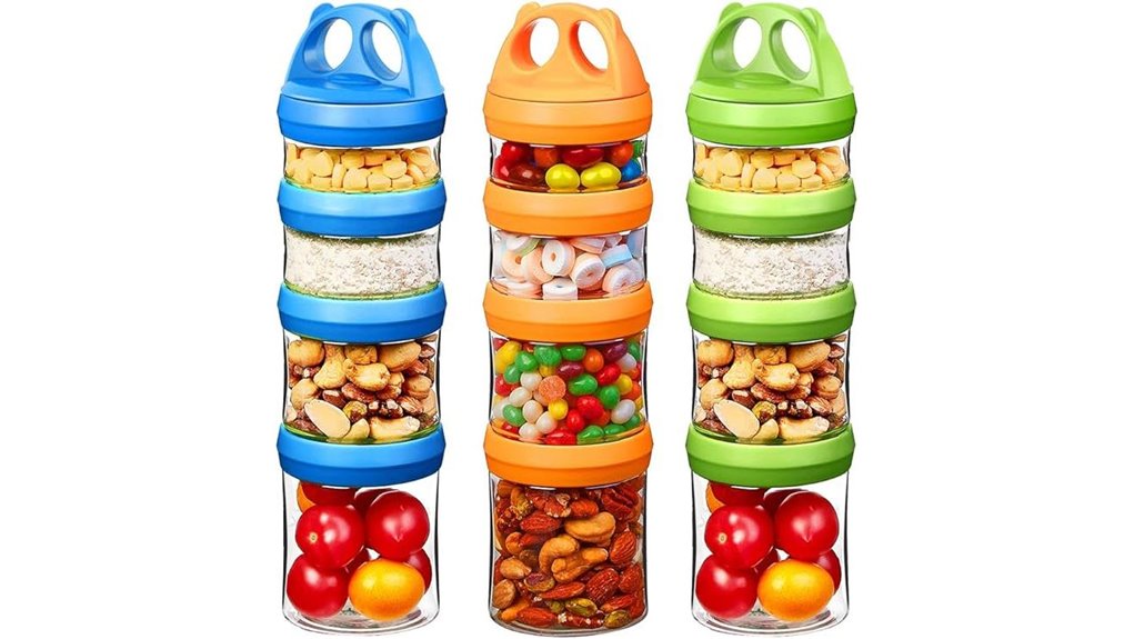 Stackable Snack Organizers That Keep Snacks Fresh On the Go 4 stackable airtight twist lock containers