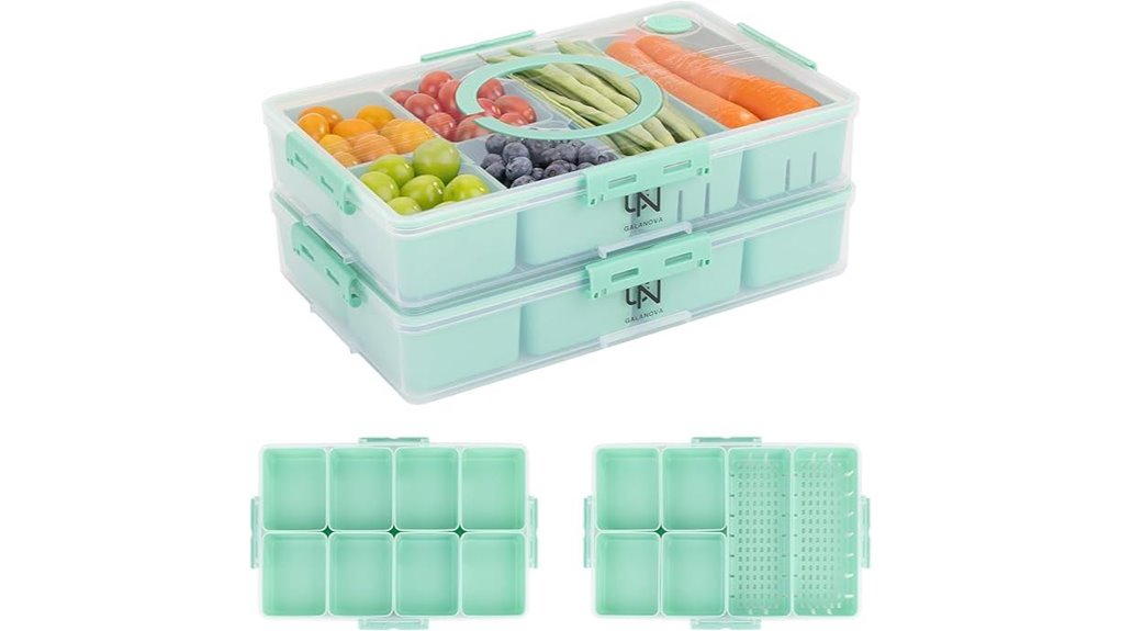 Stackable Snack Organizers That Keep Snacks Fresh On the Go 5 stackable snackle 2 lid 14 compartment