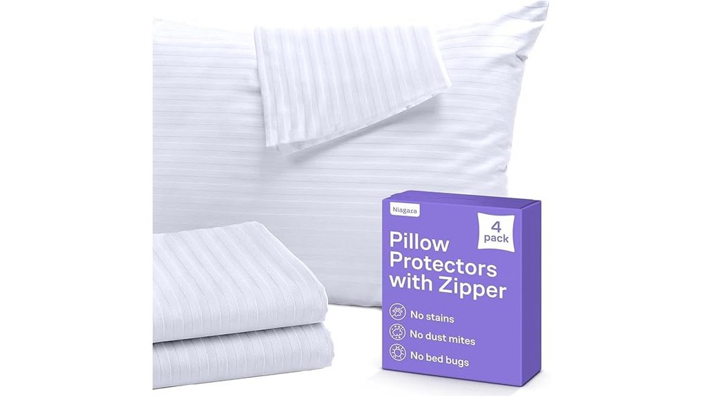 Best Pillow Protectors (Zip) for Spotless, Airy Sleep 12 stain resistant 4 pack pillow protectors