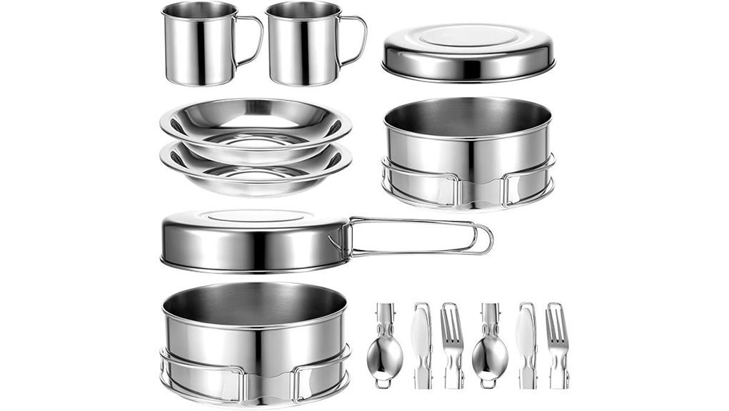 stainless 14 piece camping set