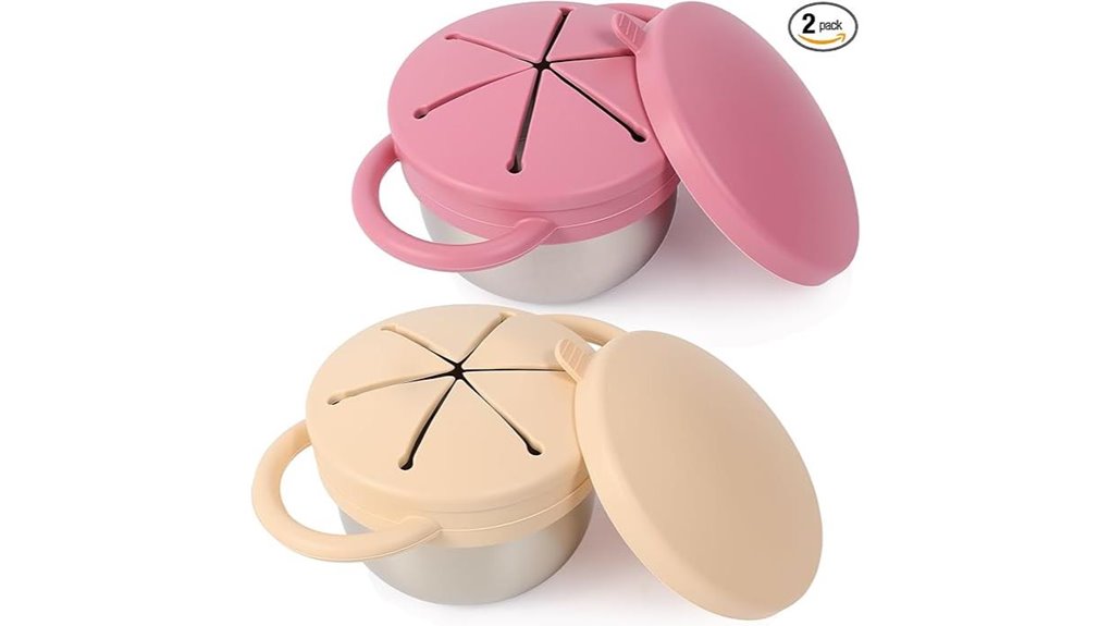 Spillproof Snack Cups for Travel: Effortless Cleanups 6 stainless 2 pack spill proof cups