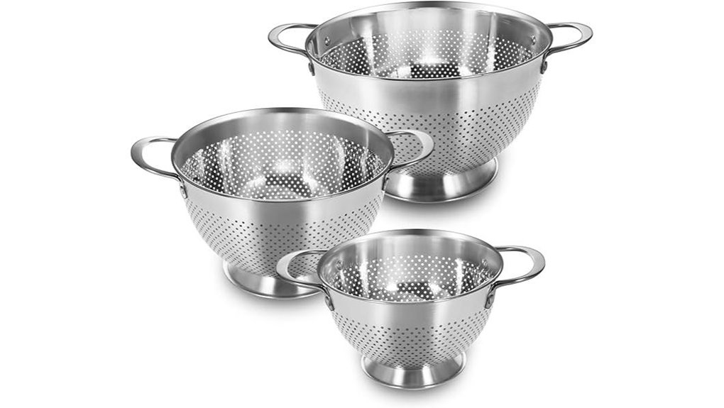 stainless 3 piece rice pasta strainer