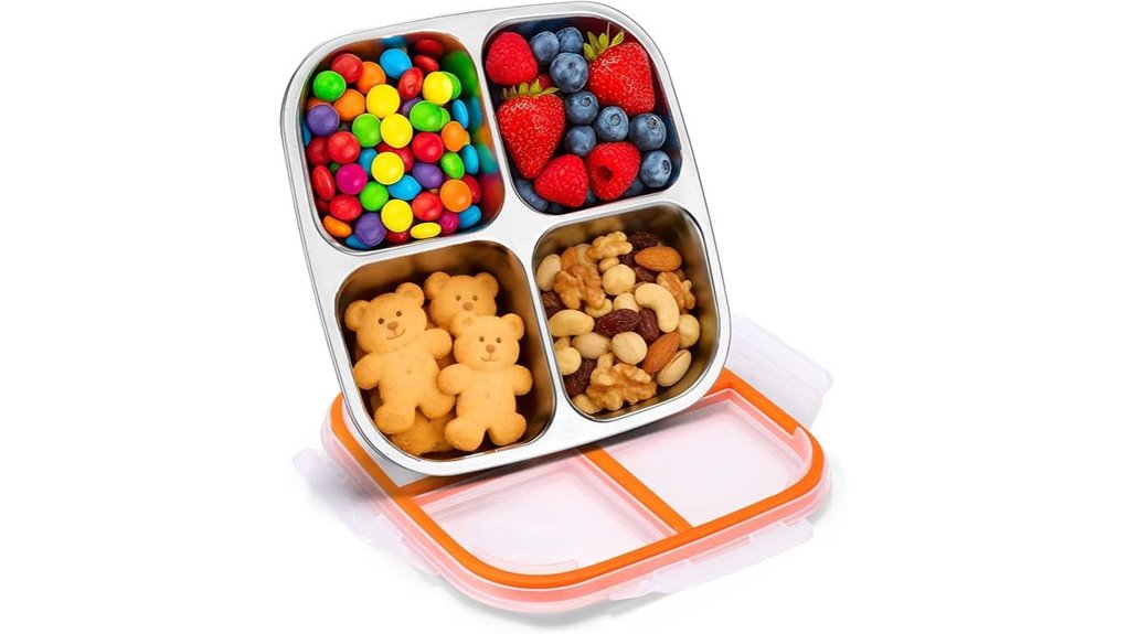 Best Bento Snack Boxes for Train Travel That Keep Food Fresh 10 stainless 4 compartment snack box
