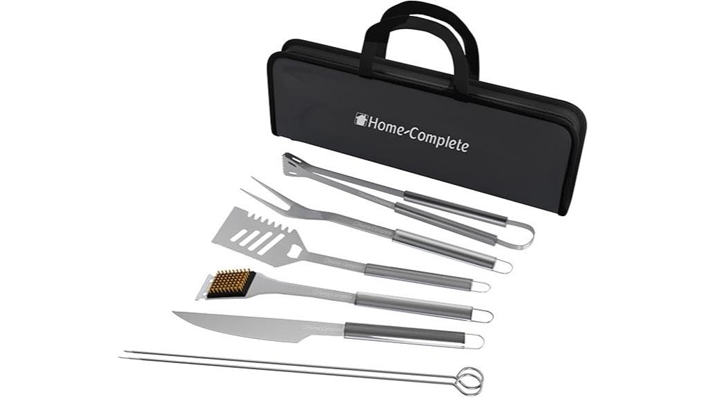 stainless 7 piece bbq kit