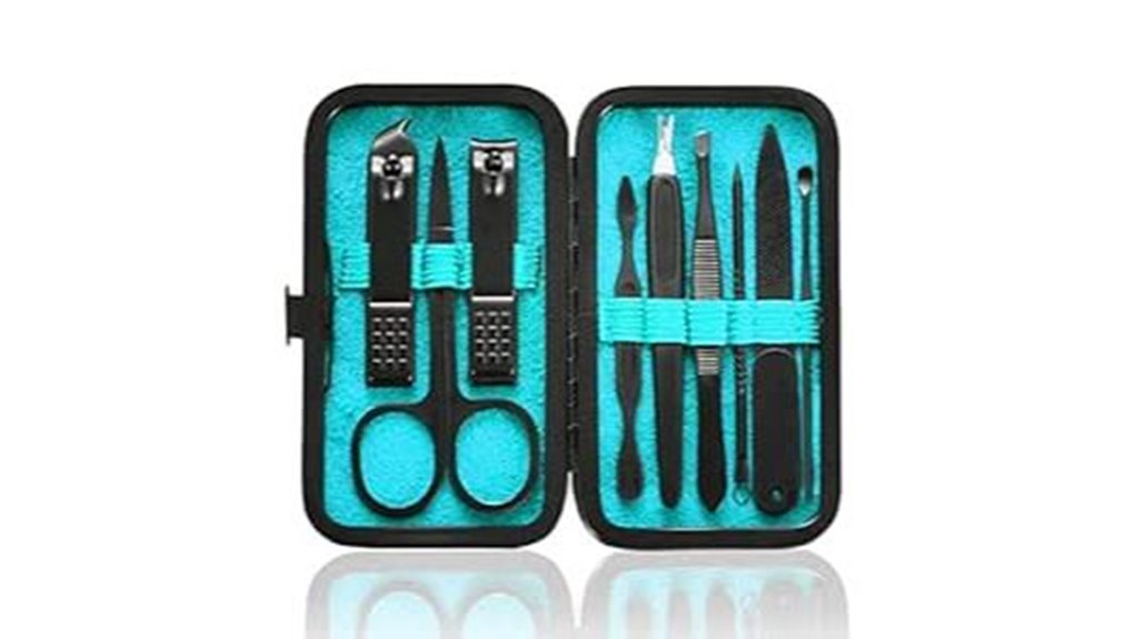 Travel Nail Kits With TSA‑Friendly Capped Tools That Fly Easy 3 stainless leather 9 in 1 kit