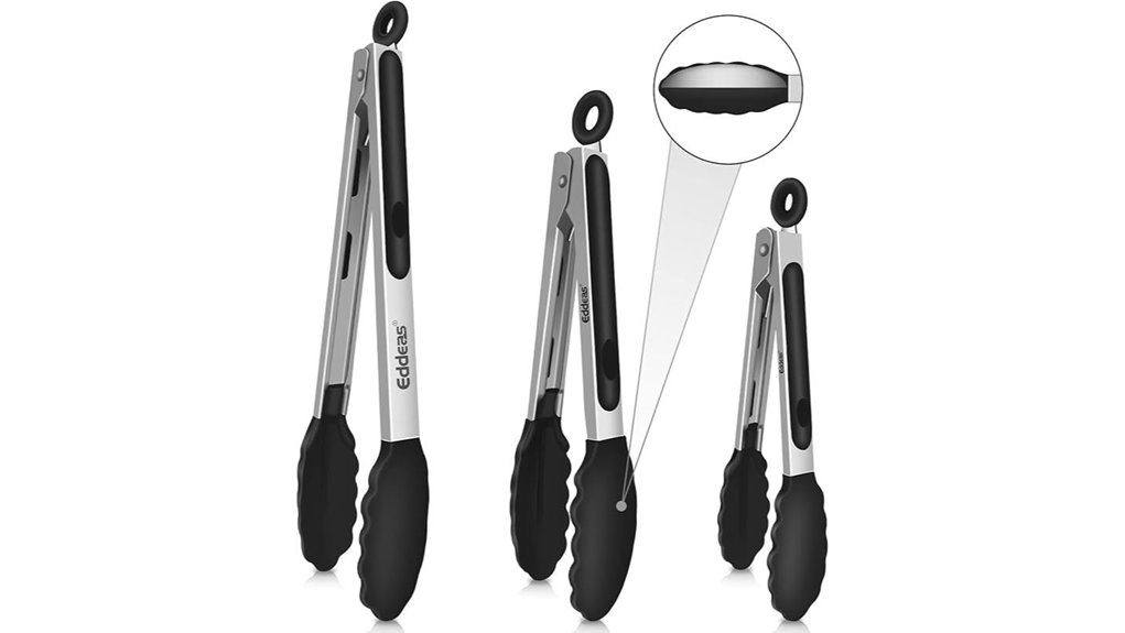 stainless silicone tongs set