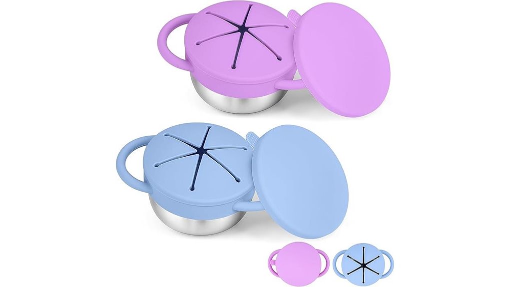 The Top Spillproof Snack Cups Toddlers Love on Flights 13 stainless spill proof two pack cups