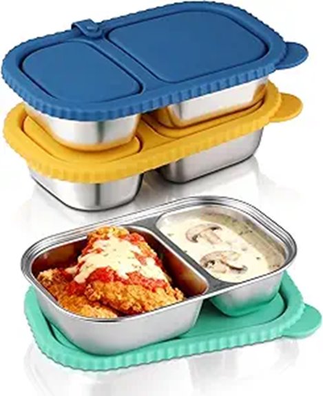 Reusable Snack Containers for Day Trips (Leakproof) Keep Fresh 8 stainless steel 3 pack containers
