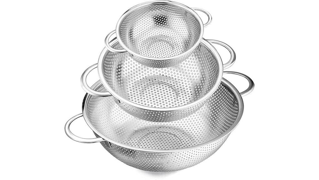 stainless steel 3 piece colander
