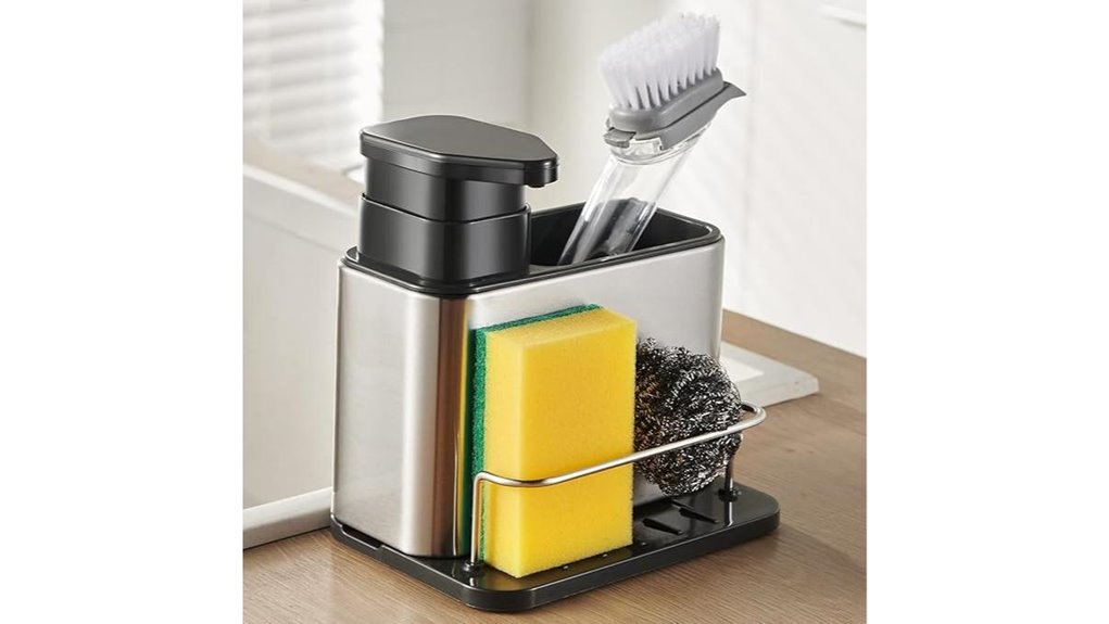 Best Dish Soap Dispenser With Sponge Holder 3 stainless steel dish dispenser