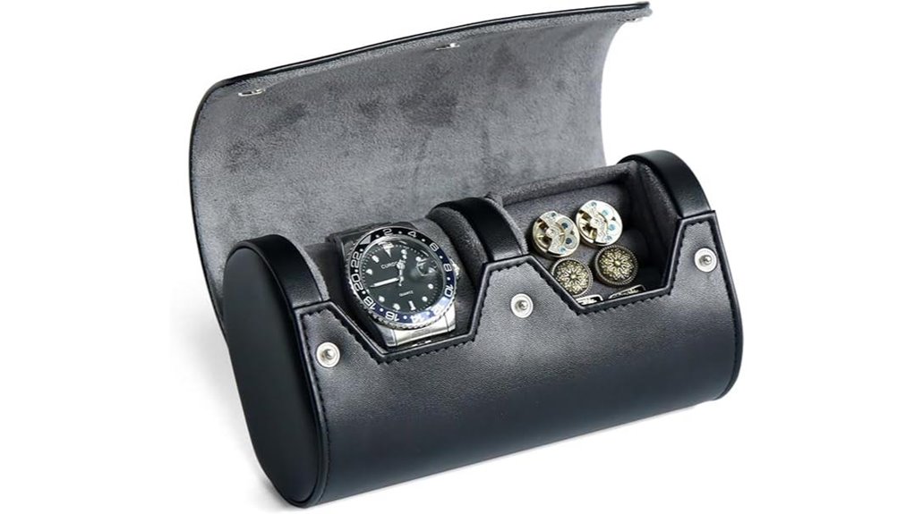 suede cufflink watch roll