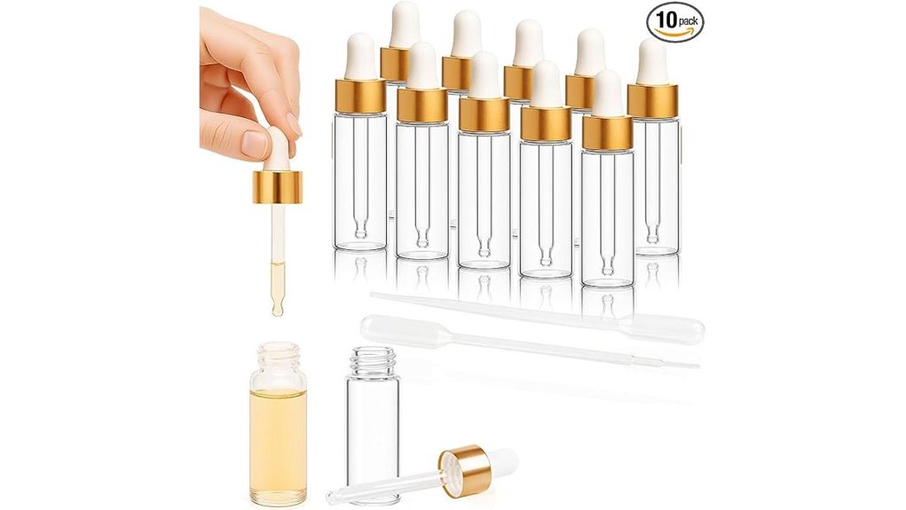 Mini Dropper Bottles: No‑Spill, Precise Serum Dosing 4 ten 1ml gold droppers
