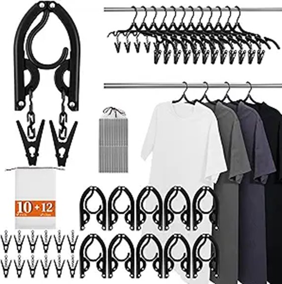 ten foldable clipped hangers