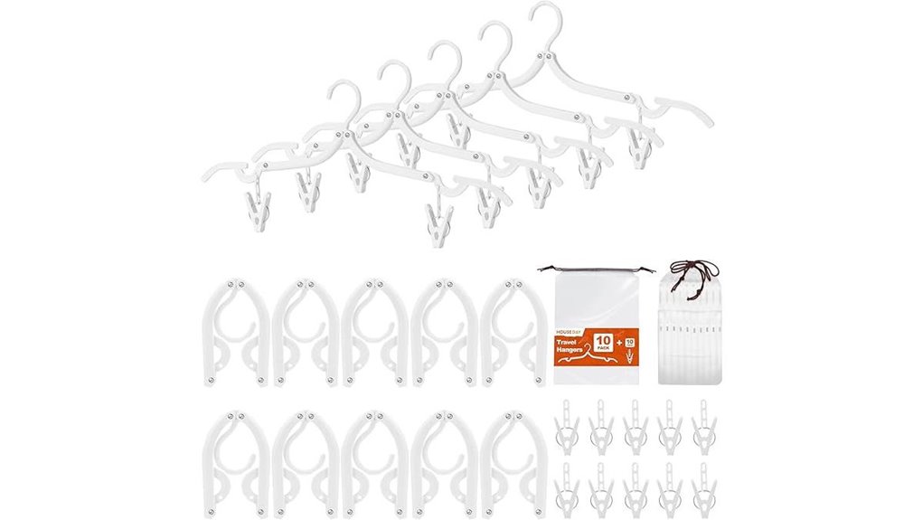 ten foldable travel hangers