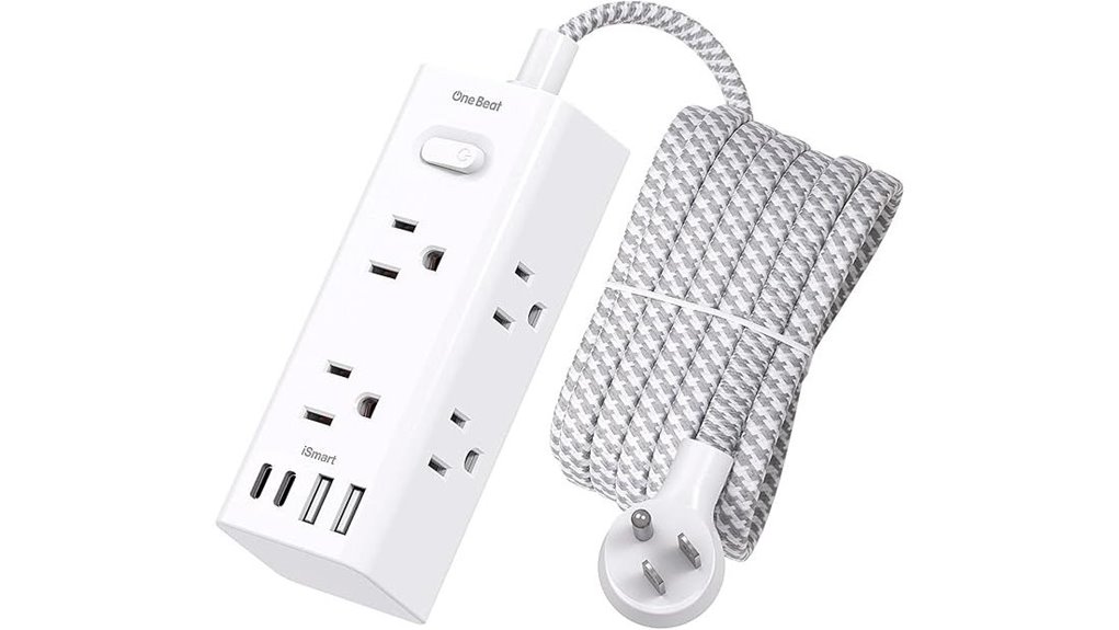 Long Charging Cables With Extra Reach for Hotel Beds 11 ten foot surge sixoutlets fourusbs