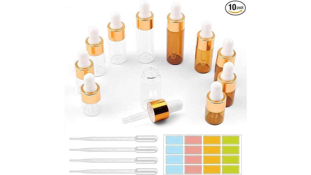 Mini Dropper Bottles: No‑Spill, Precise Serum Dosing 2 ten mini glass pipettes