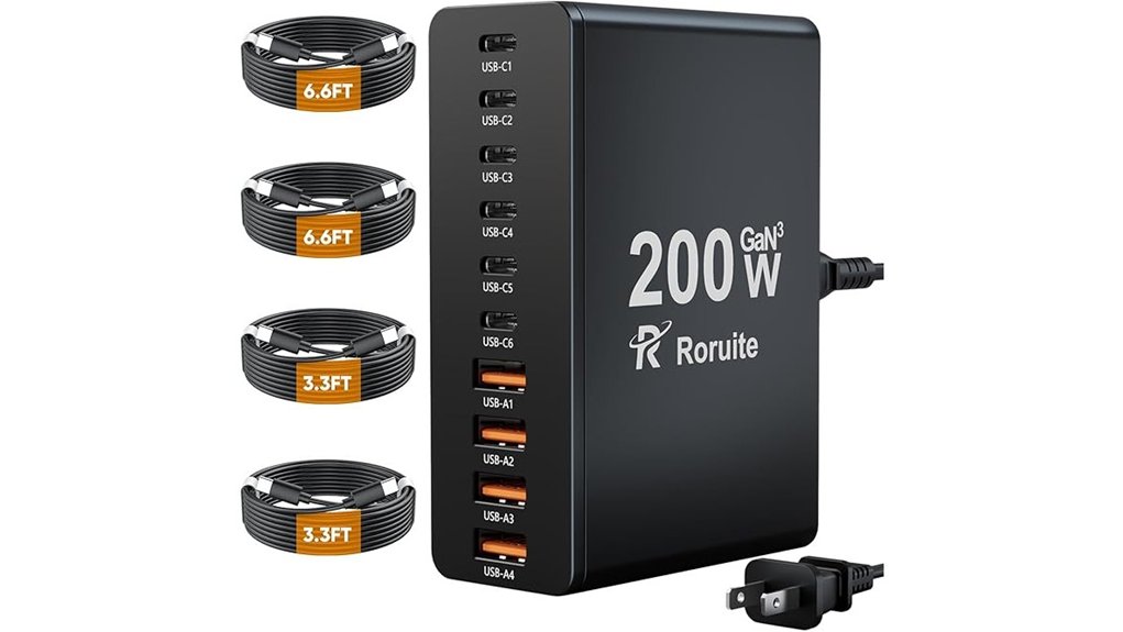 Fast Wall Chargers Travel (GaN Multiport) Keep You Powered 7 ten port usb c gan 4 cables
