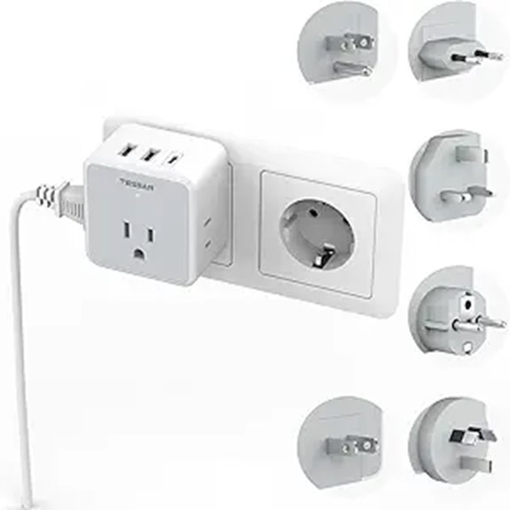 Plug Adapters for EU/UK/US: The Modular One‑Kit Travel Must‑Have 5 tessan 3usb 3ac adapter