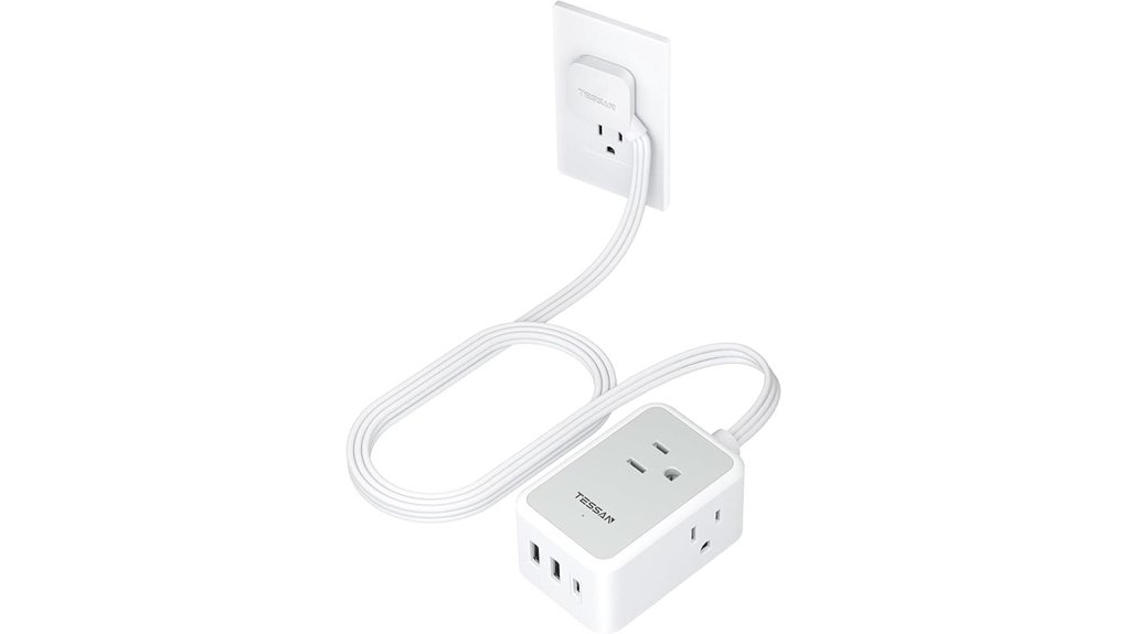 Travel-Friendly Flat‑Plug Extension Cords for On‑The‑Go Power 6 tessan slim 3 usb strip