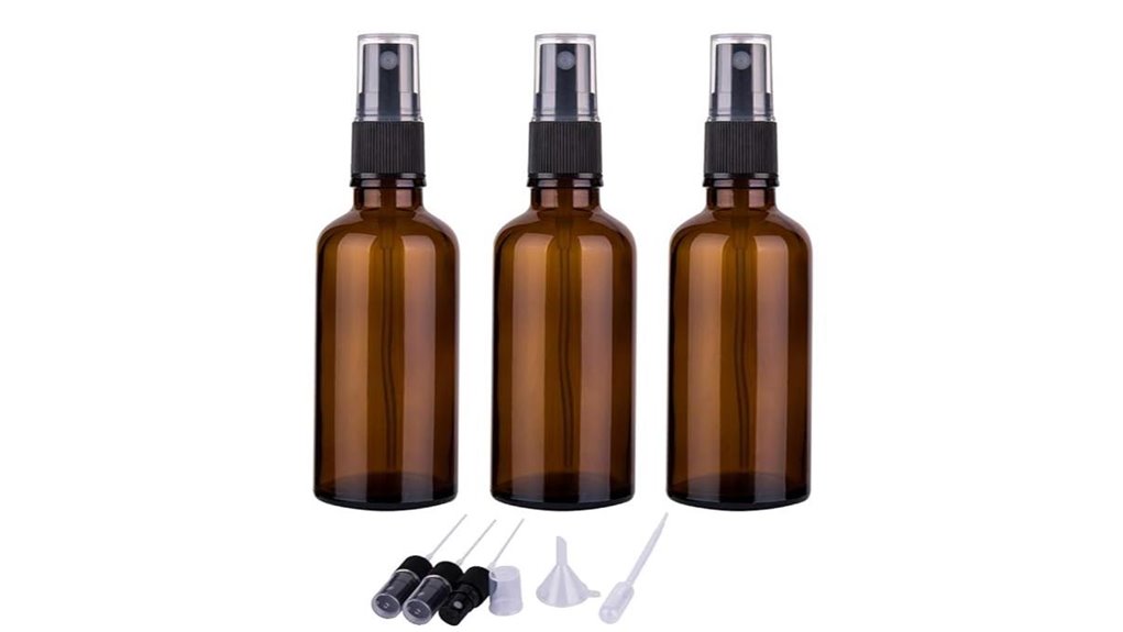 three 2 oz amber sprays
