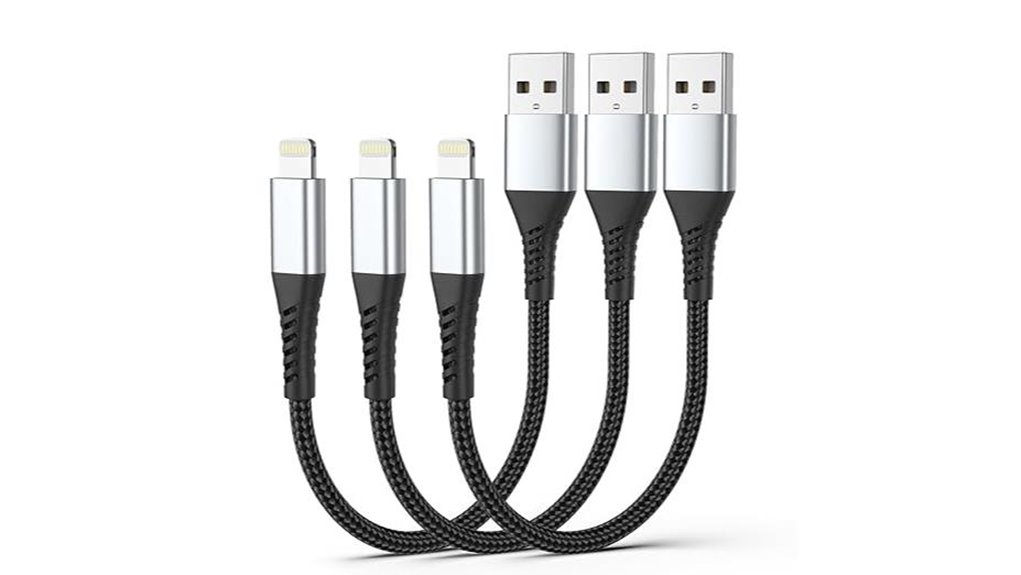 Short Charging Cables for Airports (No Cable Sprawl) On-the-Go 13 three 6 inch iphone cables