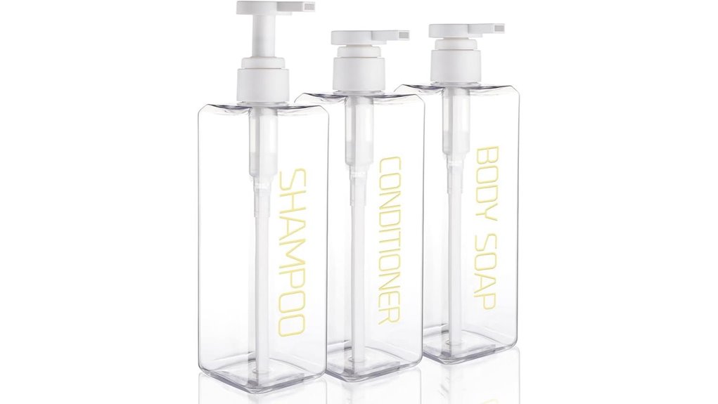 Top Clear Refillable Pump Bottles for Travel You Must Try 14 three clear shampoo pumps